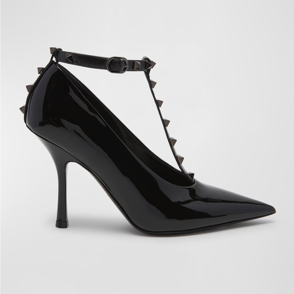 Valentino Rockstud Patent T-strap pumps
